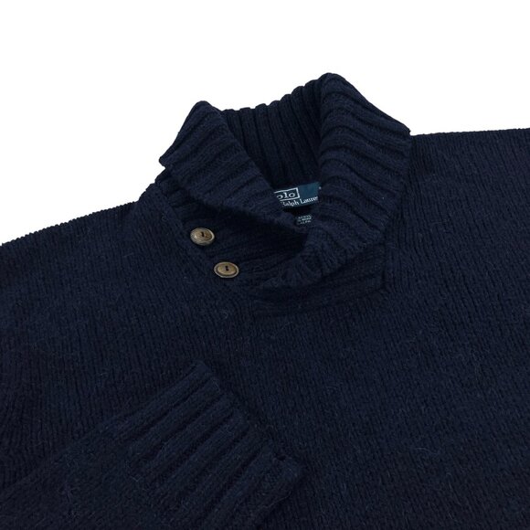 Polo Ralph Lauren Shawl Neck Sweater Mens Size XLT Wool Alpaca Blend Navy - Picture 1 of 8